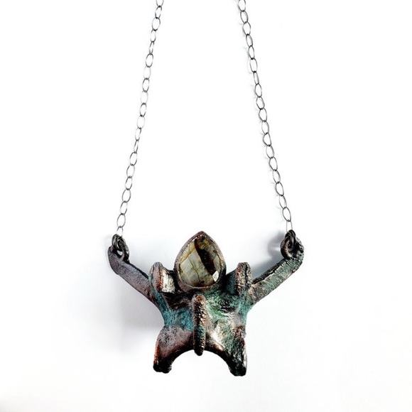 Bone with labradorite. - Picture 1 of 3